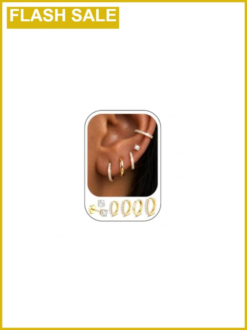 14K Gold Plated Hoop & Stud Earring Set for Women